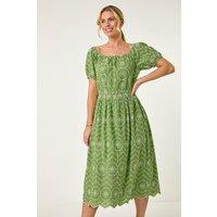 Roman Women's Petite Contrast Embroidery Dress in Khaki | Size: 16