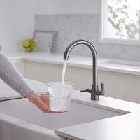 Heable Stylish Kitchen Mixer Tap Dual Lever Swivel Spout Grey
