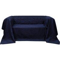Berkfield Home Micro-suede Couch Slipcover Navy Blue 210 x 280 cm