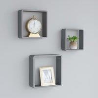 Berkfield Home Wall Cube Shelves 3 pcs Grey MDF