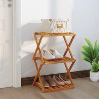 Berkfield Home 3-Tier Folding Shelf Brown 43x31x63 cm Solid Wood Acacia | Size: 43 x 31 x 63 cm