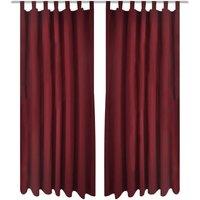 Berkfield Home 2 pcs Bordeaux Micro-Satin Curtains with Loops 140 x 175 cm in Red