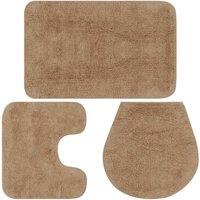 Berkfield Home Bathroom Mat Set 3 Pieces Fabric Beige