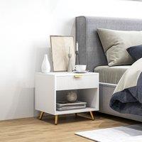 HOMCOM Small Table With Drawer, Open Compartment & Handle in White