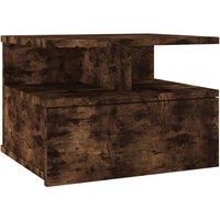 Berkfield Home Floating Nightstand Smoked Oak 40x31x27 cm Engineered Wood in Brown | Size: 40 x 31 x 27 cm