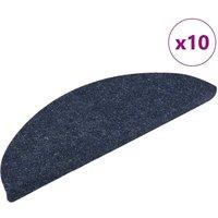 Berkfield Home Self-adhesive Stair Mats 10 pcs Blue 56x17x3 cm Needle Punch | Size: Medium