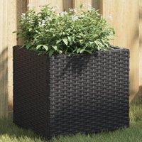 Berkfield Home Garden Planter Black 36x30x32 cm Poly Rattan | Size: 36 x 30 x 32 cm