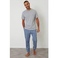 Threadbare Men's Short Sleeve Check Pyjama Set in Grey | Size: XL