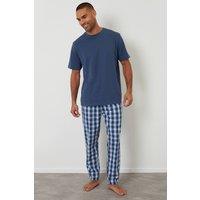 Threadbare Men's Check Relaxed Fit Pyjama Set in Blue | Size: Medium