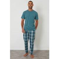 Threadbare Men's Check Pyjama Set in Teal | Size: XL
