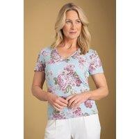 Anna Rose Women's Textured Printed Jersey Top in Green | Size: 2XL