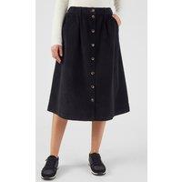 Damart Women's Corduroy Button-Front Midi Skirt in Black | Size: 24L