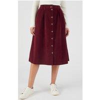 Damart Women's Corduroy Button-Front Midi Skirt in Burgundy | Size: 22R