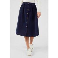 Damart Women's Corduroy Button-Front Midi Skirt in Navy | Size: 18L