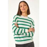 Roman Women's Striped Sequin Knit Jumper in Green | Size: 10