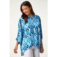 Roman Women's Ikat Print Tunic Top in Blue | Size: 10