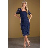 Klass. Women's Crochet Lace Square Neck Dress in Midnight | Size: 10