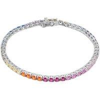 Spero London Women's Sterling Silver Large Rainbow Tennis Bracelet