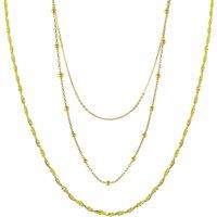 Spero London Women's Twisted & Beaded Chains Sterling Silver Layering Necklace Set in Gold