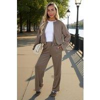 AX Paris Women's Mocha Wide Leg Soft Trousers in Light Brown | Size: 16