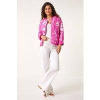 Roman Women's Floral Print Cotton Jacket in Pink | Size: 18