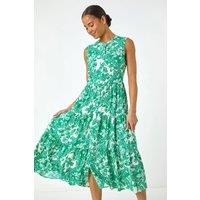 Roman Women's Petite Abstract Button Up Dress in Green | Size: 14