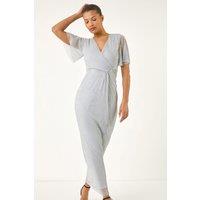 Roman Women's Metallic Plisse Bodycon Maxi Dress in Silver | Size: 16