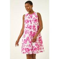 Roman Women's Floral Lace Swing Stretch Dress in Fuchsia | Size: 14