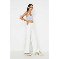 WOVCOR Women's High Waist Relaxed Knit Joggers with Side Pockets in White | Size: Large