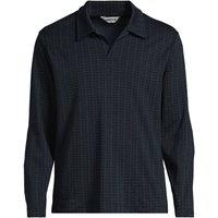 Lands' End Men's Supima Johnny Collar Polo Top in True Black | Size: Medium