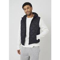 Brave Soul Men's Onion Quilted Hooded Gilet in Black | Size: Large