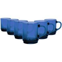 Duralex Versailles Glass Coffee Mugs - 260ml Cups - Pack of 6 in Blue