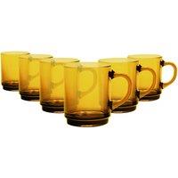 Duralex Versailles Glass Coffee Mugs - 260ml Cups - Pack of 6 in Yellow