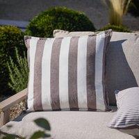 Yard Hayle 100% Cotton Striped Outdoor Cushion in Chocolate | Size: 50 cm x 50 cm