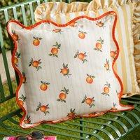 Furn Fruits Oranges Striped Outdoor Cushion in Yellow | Size: 45 cm x 45 cm