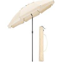 Christow Portable Beach Parasol Tilting Garden Sunshade Umbrella UV Resistant 2m in Beige