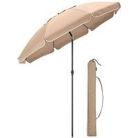 Christow Portable Beach Parasol Tilting Garden Sunshade Umbrella UV Resistant 2m in Brown