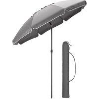 Christow Portable Beach Parasol Tilting Garden Sunshade Umbrella UV Resistant 2m in Grey