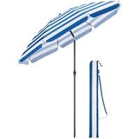Christow Beach Garden Parasol Portable Tilting Sun Shade Folding Umbrella 2m With Bag in Blue