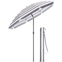 Christow Beach Garden Parasol Portable Tilting Sun Shade Folding Umbrella 2m With Bag in Grey