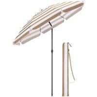 Christow Beach Garden Parasol Portable Tilting Sun Shade Folding Umbrella 2m With Bag in Taupe