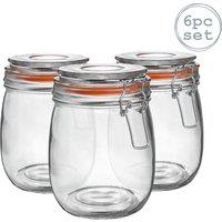Argon Tableware Glass Storage Jars - 750ml/26.4oz - Set of 6 in Clear