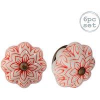 Nicola Spring Floral Ceramic Cabinet Knobs - Pack of 12 in Red | Size: 1000mm x 500mm