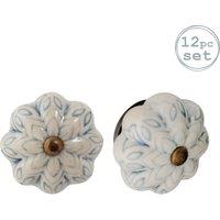 Nicola Spring Floral Ceramic Cabinet Knobs - Pack of 12 in Grey | Size: 1000mm x 500mm