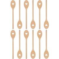 Argon Tableware Wooden Heart Cooking Spoons - 30cm - Pack of 12 in Brown