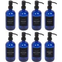 Harbour Housewares Glass Soap Dispensers with Labels - 500ml - Black - Pack of 8 in Blue
