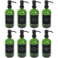Harbour Housewares Glass Soap Dispensers with Labels - 500ml - Black - Pack of 8 in Green