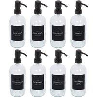 Harbour Housewares Glass Soap Dispensers with Labels - 500ml - Black - Pack of 8 in Clear
