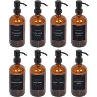 Harbour Housewares Glass Soap Dispensers with Labels - 500ml - Black - Pack of 8 in Orange