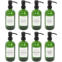 Harbour Housewares Glass Soap Dispensers with Labels - 500ml - White - Pack of 8 in Green